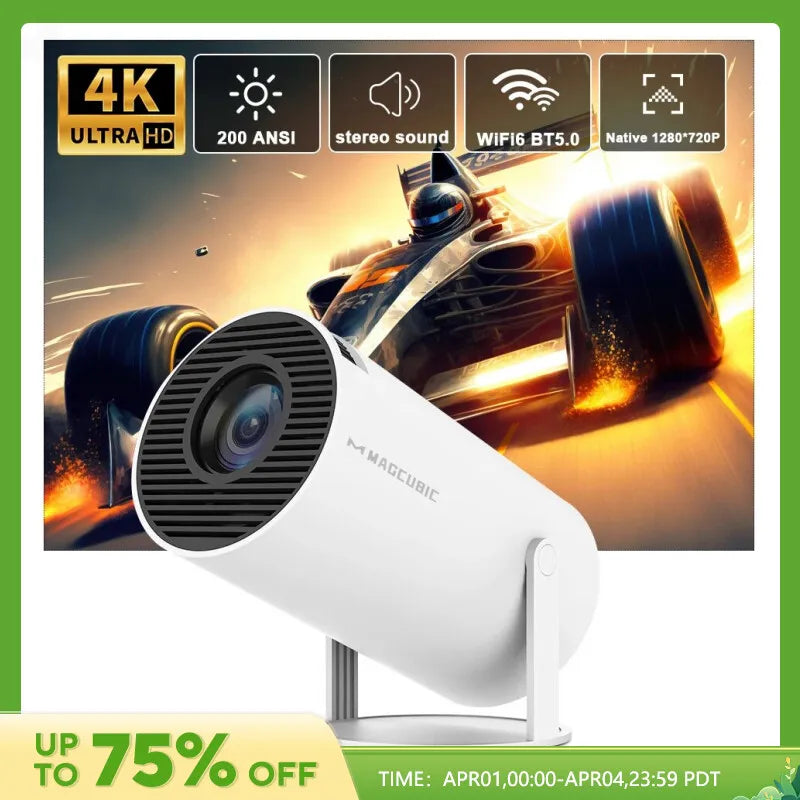 PROJETOR Magcubic Projector Hy300 4K Android 11 Dual Wifi6 200 ANSI Allwinner H713 BT5.0 1080P 1280*720P Home Cinema Outdoor Projetor